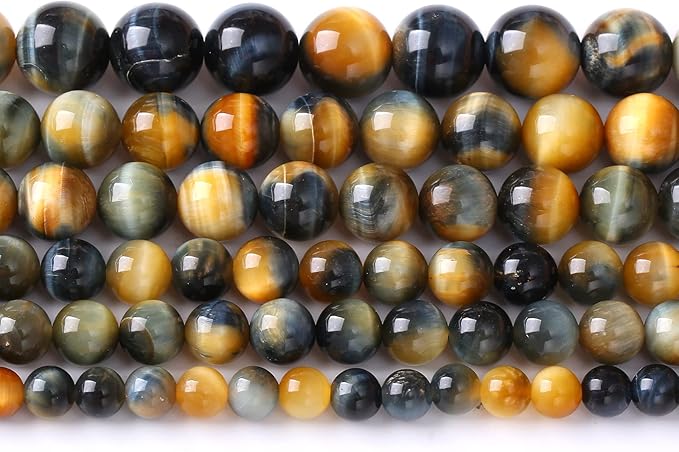 36Pcs 10mm Tiger Eye Beads for Jewelry Making Natural Stone Semi Precious Round Loose Spacer Beads DIY Bracelets Necklace