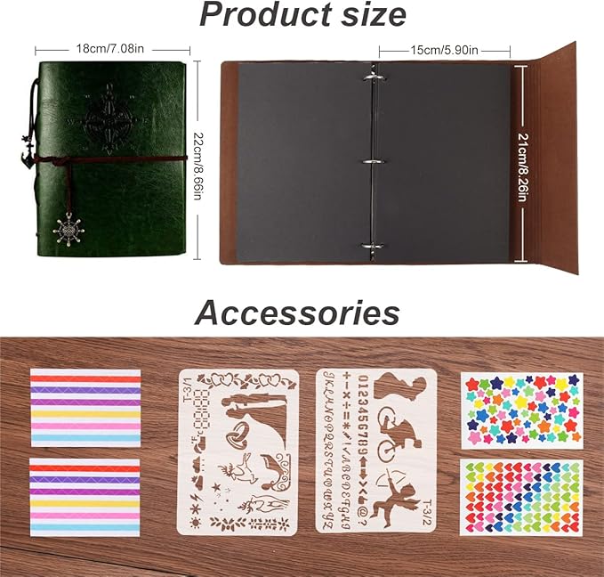 ThxMadam Leather Scrapbook Album 60 Pages Vintage Love Photo Album,8.7 * 7.1 Inch Scrapbook for Couples-DIY Memory Book,Birthday/Wedding Guest Book Gift for Anniversary Mother's Day