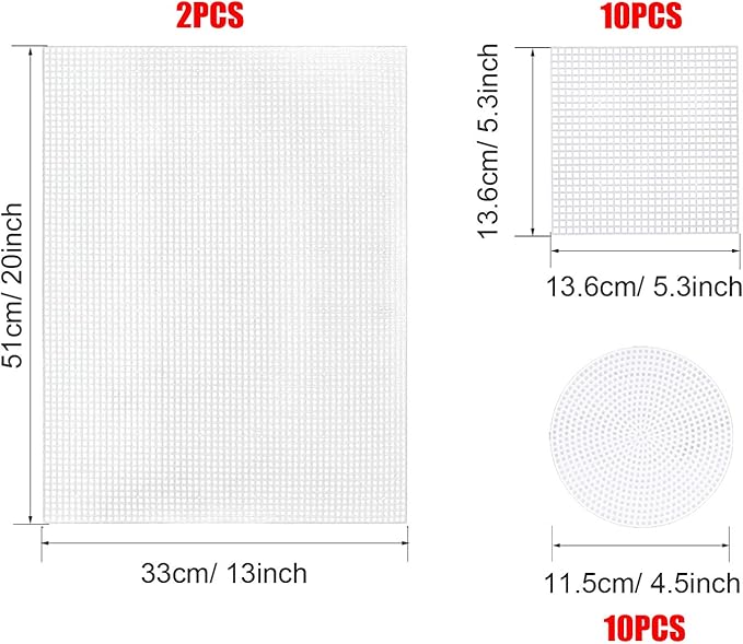 Allazone 57 PCS Mesh Plastic Canvas Sheets Kit Including 24 PCS Plastic Canvas, 12 Color Acrylic Yarn for DIY Crafts Embroidery Cross Stitch, Acrylic Yarn Crafting, Knit and Crochet Projects