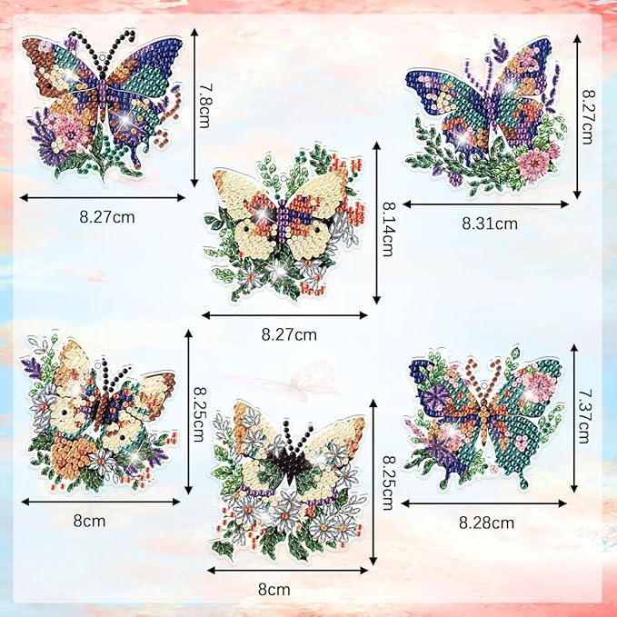 Diamond Painting Keychains Kits, Double Sided Diamond Art Keyrings for Adults, DIY Art Key Rings Ornaments Kits