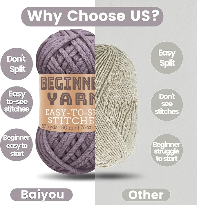 3x50g Beginners Dark Gray Yarn, 260 Yards Dark Grey Yarn for Crocheting Knitting, Easy-to-See Stitches, Worsted Medium #4, Chunky Thick Cotton Nylon Blend Yarn Yarn for Crocheting