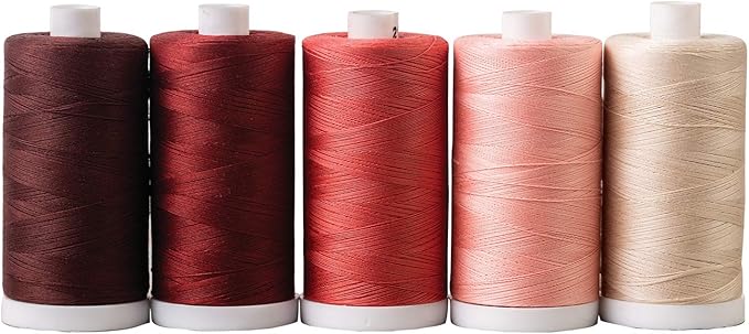 Connecting Threads 100% Cotton Thread Sets - 1200 Yard Spools (Set of 5 - Dusty Reds)