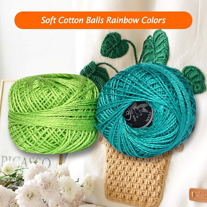 Crochet Thread 10 Balls Cardinal Size 8 for Crochet Hardanger Cross Stitch Needlepoint Hand Embroidery (Cayon Series)