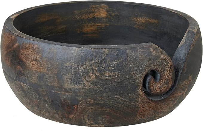 Gifts for Women Wooden Yarn Bowl Knitting Bowl Large Crochet Yarn Holder Handmade Crocheting Accessories and Supplies Organizer 7 x 3 (Gray) for Women