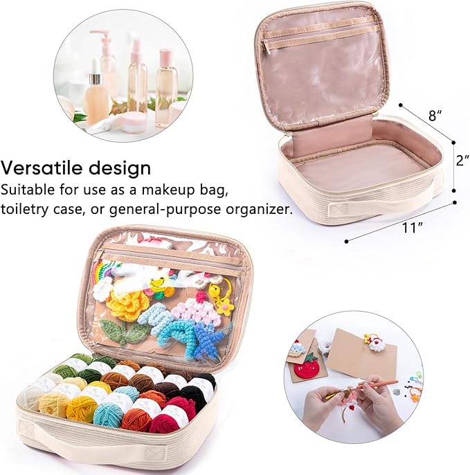 MYBAGZING Crochet Kit for Beginners, Complete Starter Set with Yarn, Ergonomic Crochet Hooks, Needles, Crochet Accessories and Suppliers for Crochet Beginner Projects, Knitting Kit for Adult