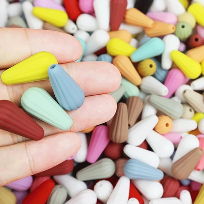 40PCS Cone Silicone Beads Colorful Silicone Beads Bulk Spacer Beads Colorful Focal Beads for DIY Craft Garland Keychain Lanyard Necklace Bracelet Jewelry Making Accessories Handmade Crafts
