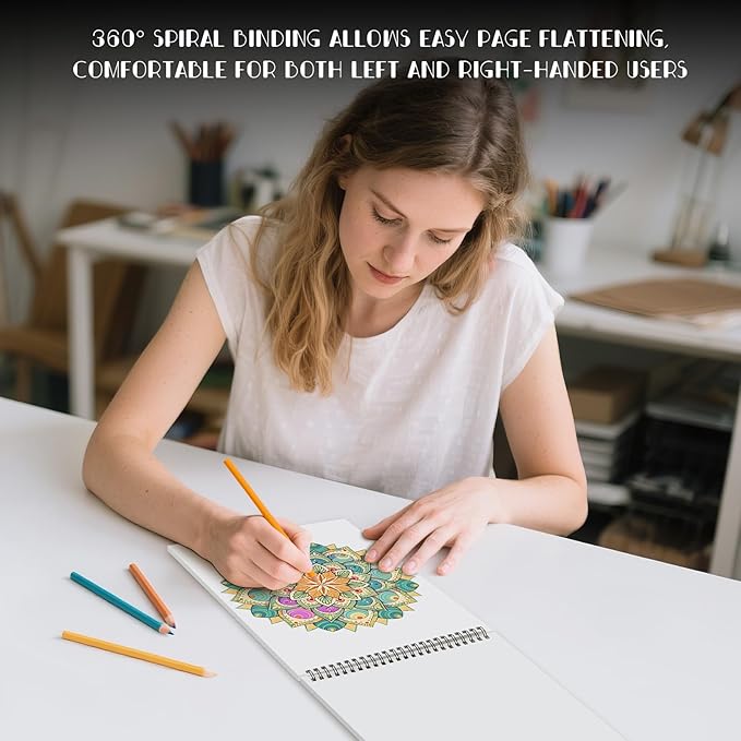 Adult Coloring Book, Mandala Adult Coloring Book for Women Relaxation,Spiral Bound Single-Sided Print Mindfulness Relaxing Gifts for Women to Stress Relief & Relieve Anxiety, Hand-Drawn Design