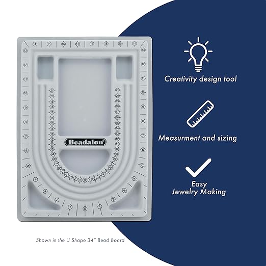 Beadalon 34 Inch U Shape Bead Board - Necklace Designing Tool, Bead Tray with Flocked Surface, Perfect Jewelry Making Supplies for Beading & Jewelry Making for Jewelry Designers