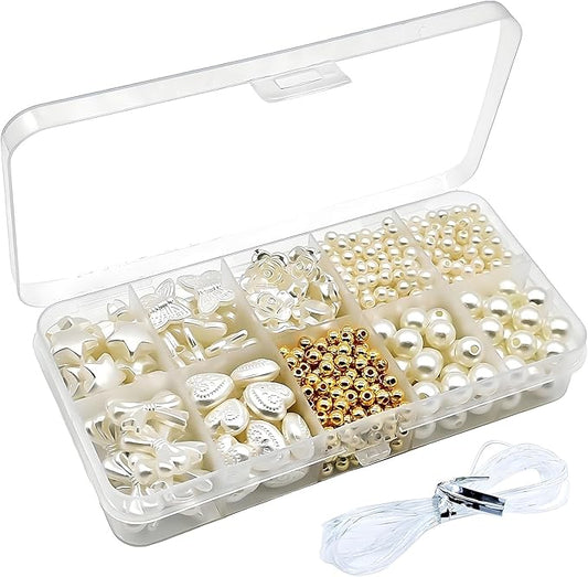 SXDLCX 300pcs Necklace Bracelet Making Kit, Pearl Bracelet Beads, Suitable for Jewellery Making Kits DIY Bracelets, Earrings, Necklaces