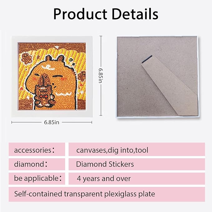 Mangpung Capybara Diamond Art Kits for Beginners, Capybara Diamond DIY Painting Kits, Full Drill Diamond Dots Paintings, Paint with Diamonds Pictures Art Painting DIY Crafts Kit Gift for DIY Lovers