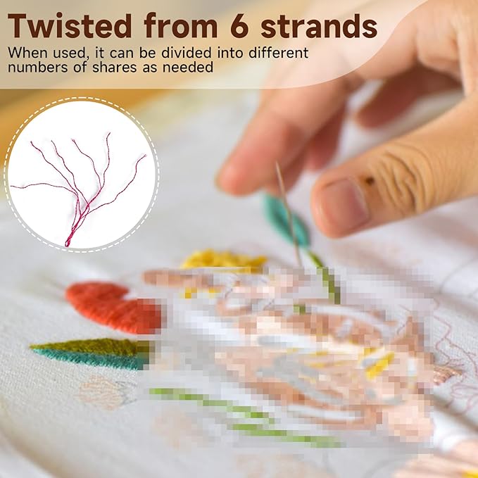 Cross Stitch Threads, 20 Bobbins，50 Bundle Rainbow Embroidery Thread,Bracelet Yarn, Embroidery Thread,Rainbow Thread for Embroidery