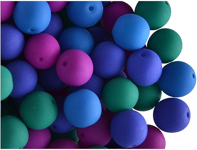 SCARA 100 pcs Czech Glass Round Beads 0.31 inches (8mm), Dark NEON (UV Active) Glass Beads for Jewelry and Bracelets Making, Beads for Bracelets, Bead kit Dark NEON Mix