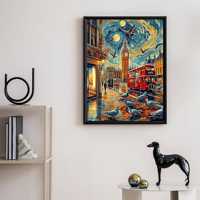 Camocin Diamond Art Kits for Adults London, 5D City Diamond Painting Kits for Adults Beginners, DIY London Landscape Full Round Dots Drill Gem Art Kit for Gift Home Wall Decor 12 x 16 Inch