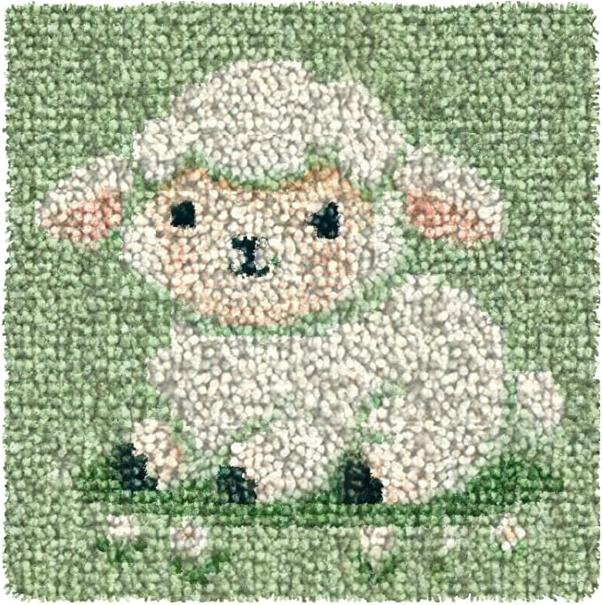 Numptain Latch Hook Kits for Adults,DIY Rug Crafts Sheep Pattern Color Printed Canvas,Latch Hook Kits for Beginners Handmade Needlework Crafts Home Decoration,12"x12" NT5