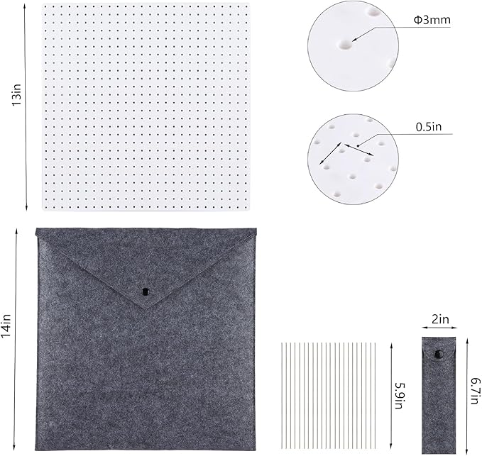 Gooselog Granny Square Blocking Boards for Crochet Projects with 20 Pegs,13"Crochet Blocking Board,Plastic Waterproof Crochet Peg Blocking Board