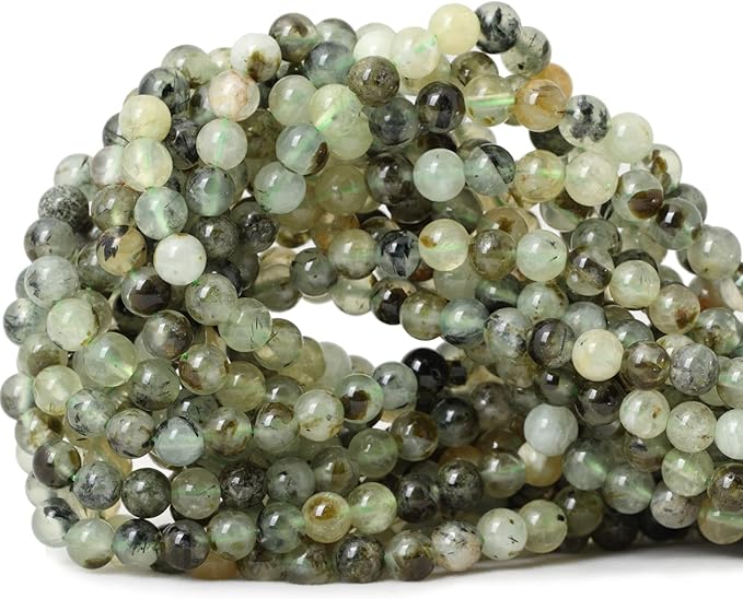 cheavian 60pcs 6mm natural prehnite gemstone smooth surface round loose beads for jewelry making 1 string 15 inches