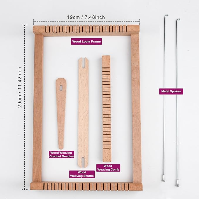 LYKTRIX Weaving Loom for Kids, Wooden Weaving Kit, Loom Kit for Kids Ages 8-12, Great Knitting Looms for Beginners and Girls Over 6 Years Old, Contains Enough Weaving Yarn 11.4" x 7.5"