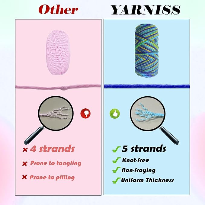 Yarniss Crochet Yarn Kits for Starter, 1312 Yards Acrylic Crochet Yarn for Crafts,24 Colors Knitting Yarn Skeins with 4.0mm Crochet Hook