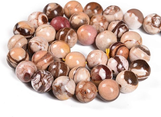 60pcs 6mm Natural Brown Zebra Gemstone Round Spacer Loose Stone Beads for Jewelry Making 15.5" 1 Strand (Brown Zebra, 6mm 60Beads)