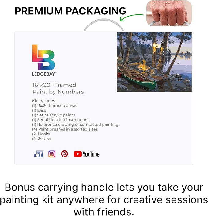 Ledgebay DIY Paint by Numbers Kit for Adults Framed Canvas: Beginner to Advanced Paint by Numbers Kit, Kits Include Acrylic Paint Set Brushes Tabletop Easel (Summer's Song 16" x 20" Framed)