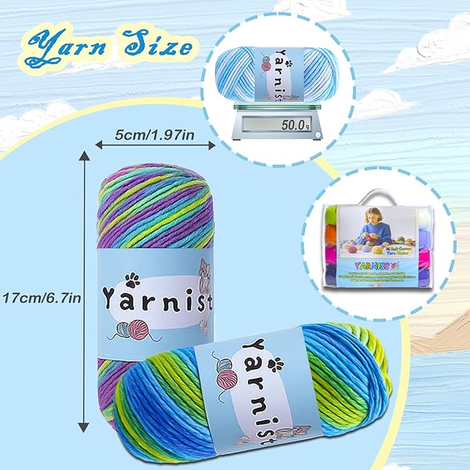 Yarniss Acrylic Crochet Yarn Kit, 1760 Yards Medium Worsted Knitting Yarn Ball 16x50g (1.76oz),Yarn for Crocheting with 4.0mm Crochet Needle