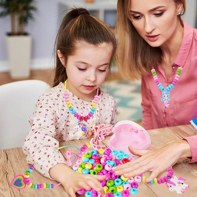 dizrnoi jewelry making kit for girls unicorn mermaid charm necklace making supplies beads set birthday diy arts and crafts for girls