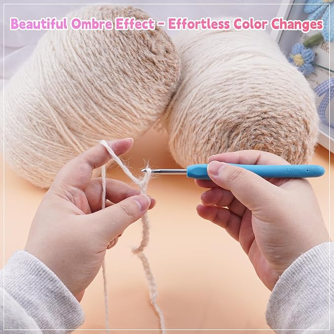Weabetfu Gradient Cake Yarn for Crocheting & Knitting-Ombre Yarn Cake of 200g/7.05oz.-80% Acrylic,20% Nylon|Light Weight&Soft Crochet Yarns for Scarves,Blankets & Garments-05