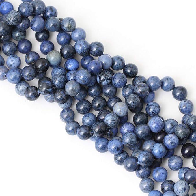 cheavian 35pcs 10mm natural dumortierite gemstone round loose stone beads for jewelry making crafts design 1 strand 15"
