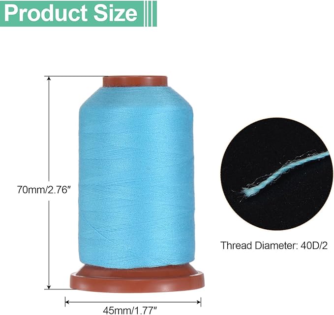 uxcell 40D/2 Sewing Thread 1100 Yards Polyester Household Sewing String Hand Stitching Polyester Cord for Clothing Stitching Shoe Bag Repairing DIY Craft Bright Blue