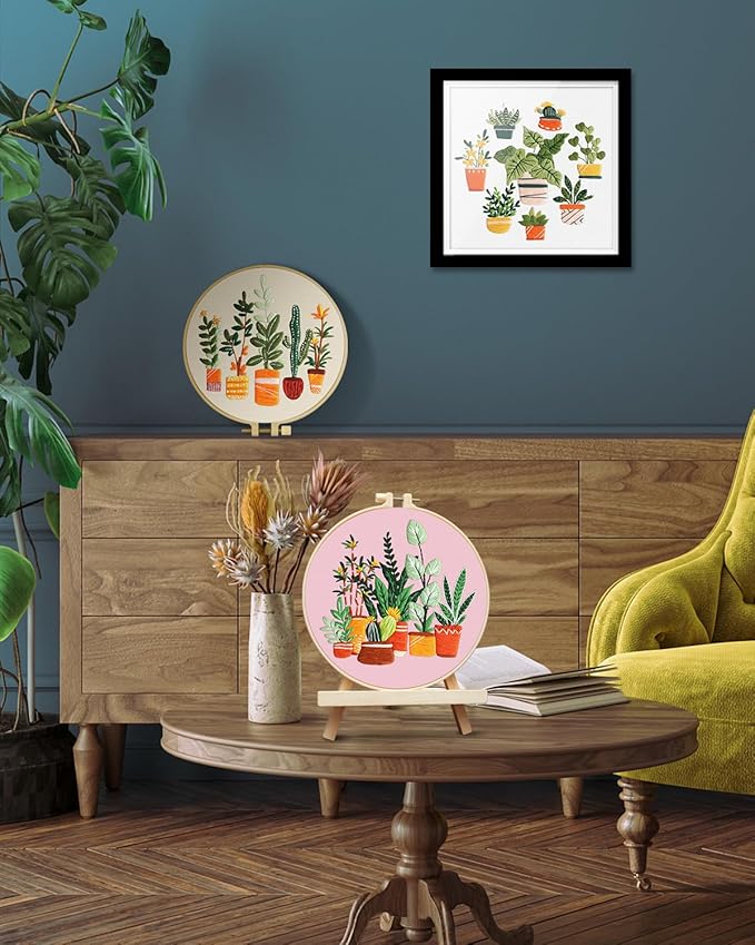 TINDTOP 3 Pack Embroidery Kit for Adult, Embroidery DIY Starter Kit, with Stamped Patterns, Hoop, Tools, Colorful Threads with Needles, Instructions