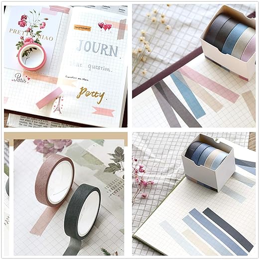 VIVIQUEN 30 Rolls Washi Tape Set Colored Masking Tape Pack Decorative Thin Tapes Children and Gifts Warpping (Nature Color 9mm)