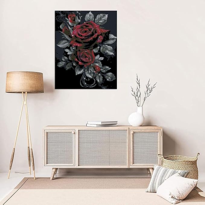 Flowers Stamped Cross Stitch Kits Flowers Cross Stitch Patterns,Dimensions Cross Stitch Kits Embroidery Kit Arts and Crafts for Beginners 15.7x11.8 inch