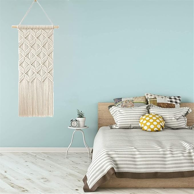 rqwzbchx diy macrame wall hanging kits, 3 patterns macrame diy wall hangers for beginners, home decor with 200 meters macrame cord, 3 pcs wooden dowels and instruction booklet for macrame starters
