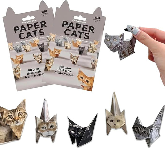2PCS DIY Paper Cats Kit,50 Sheets Cute Kitten Origami Cats,3D Handmade,Fun Creative Art Project,Origami Paper Activity for Kids & Adults, Desk Decor and Gift for Pet Lovers