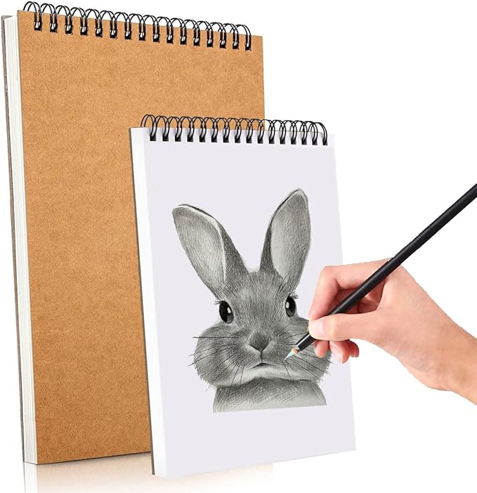 2 Pack Sketch Book, A4 A5 Spiral Bound Sketch Pad 160GSM Sketchbook, Acid Free Art Sketchbook Artistic Drawing Painting Writing Paper for Kids Adults Beginners Artists(2PC-A4A5)