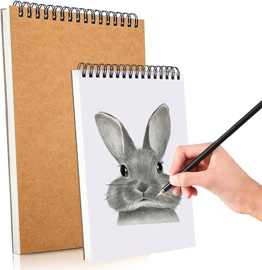 2 Pack Sketch Book, A4 A5 Spiral Bound Sketch Pad 160GSM Sketchbook, Acid Free Art Sketchbook Artistic Drawing Painting Writing Paper for Kids Adults Beginners Artists(2PC-A4A5)