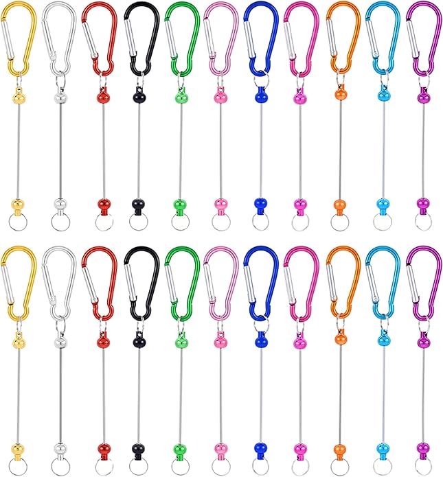 PIPITREE 22 PCS Beadable Keychains Bars Bulk 11 Colors DIY Beaded Keychain Making Kit for Women & Men