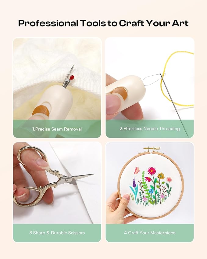 Caydo Luxury Embroidery Kit for Christmas Gift, Beginner Embroidery Kit for Adults with Exquisite Box, Embroidery Hoop, Embroidery Thread and Full Set Embroidery Tools