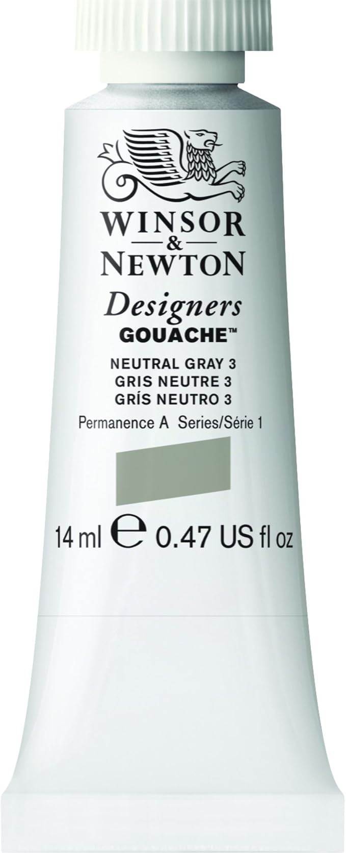 Winsor & Newton Designer's Gouache, 14 ml (0.47oz) tube, Neutral Grey No.3