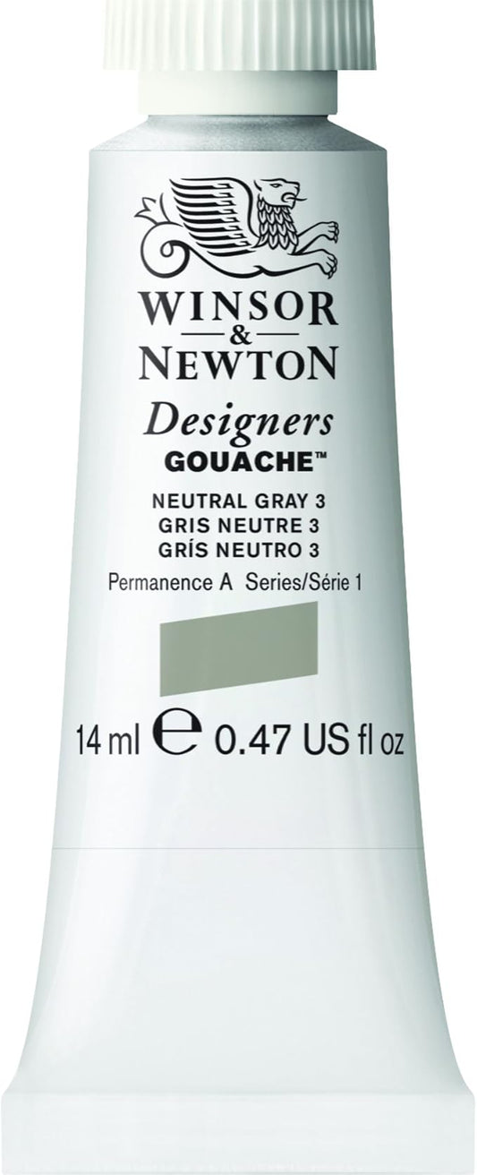 Winsor & Newton Designer's Gouache, 14 ml (0.47oz) tube, Neutral Grey No.3