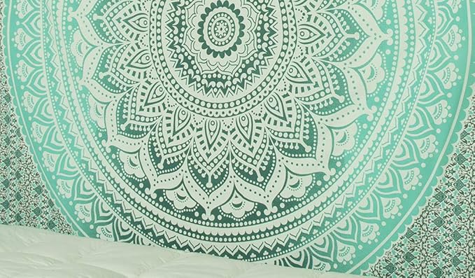 popular handicrafts tapestry wall hanging hippie ombre mandala bohemian hippy intricate indian tapestries bedspread 84 x 90 inches (215cm x 230cm) grey green
