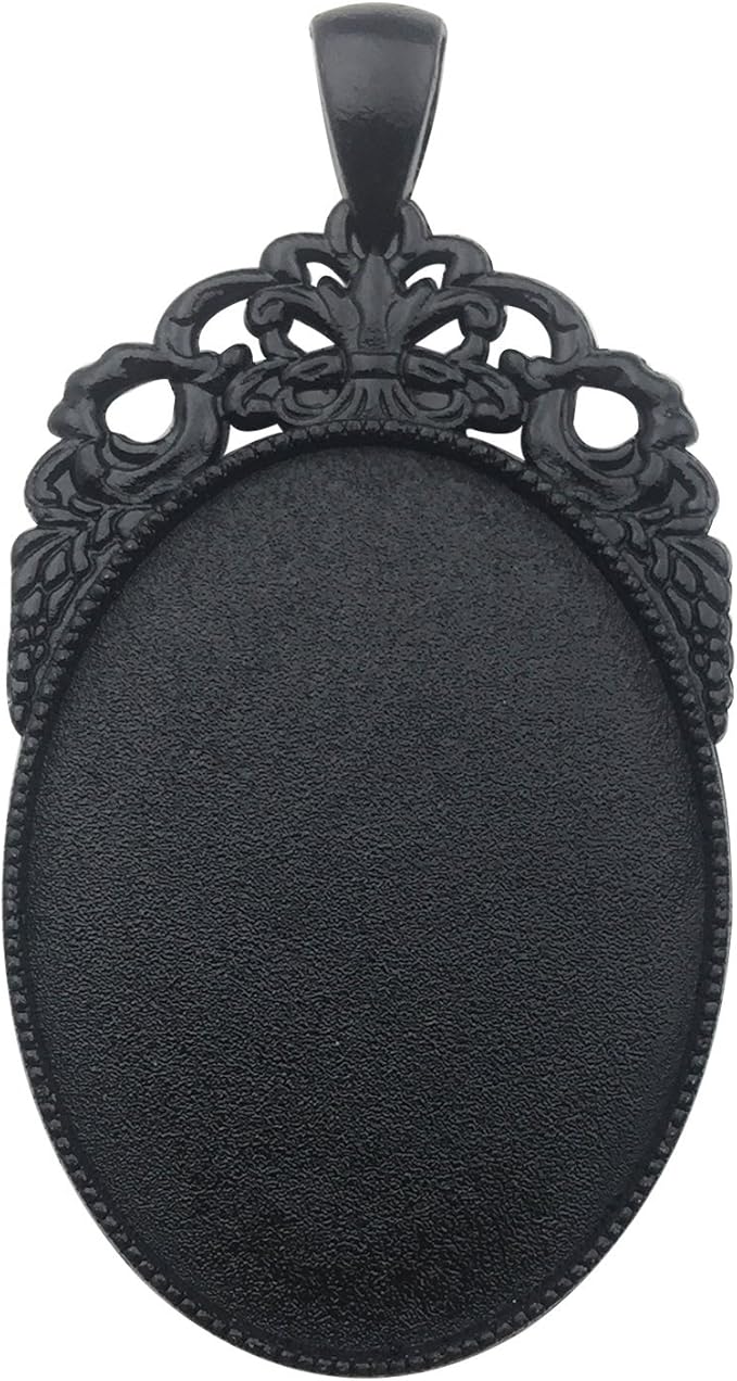 10pcs 30x40mm Black Oval Blank Bezel Pendant Trays Base Cabochon Settings Trays Pendant Blanks (M117)