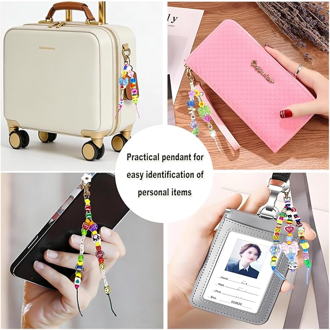 ROPIKIS DIY Bead Keychain Making Kit, 440 PCS Craft Supplies with 6 Keychains, Acrylic Beads Football Rugby Heart Star Flower Letter Alphabet for Custom Key Chain Bag Charm Gift for Girls Women