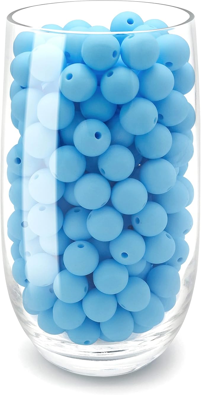 DIYOMR 100Pcs Round Silicone Beads for Jewelry & Crafts (15mm, Blue)