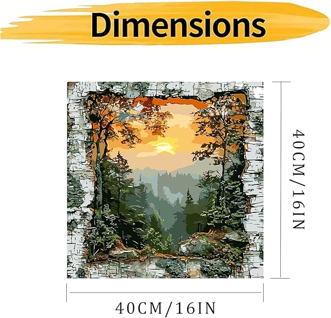 CHWGLFGG Paint by Numbers Kit for Adults Beginner, Forest Landscape Adult Paint by Number Kits on Canvas, DIY Acrylic Oil Easy Painting by Numbers for Home Wall Decor 16X16 inch (Without Frame)