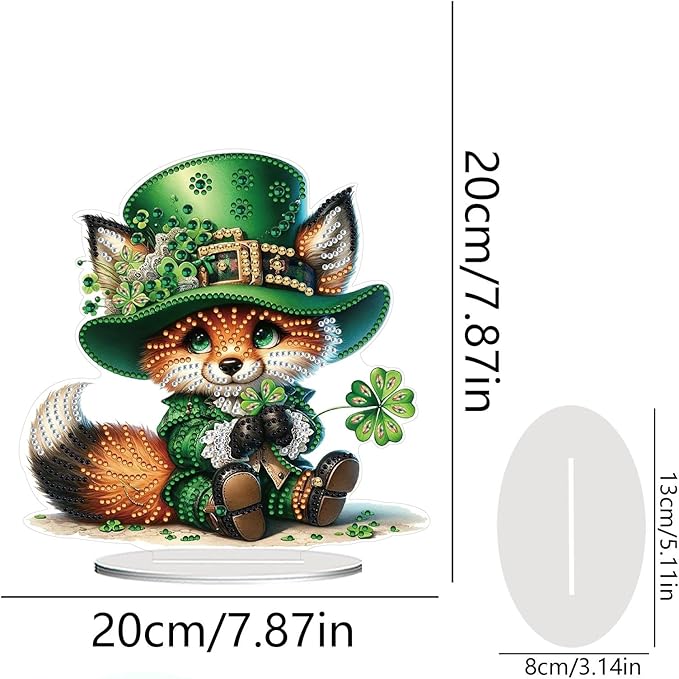 DIY Dot Diamond Desktop Easter Creative Ornaments Diamond Art Painting by Number Embroidery Arts and Crafts Easter for Home Office Garden Decoration (Single Side Dot Diamond)-Fox