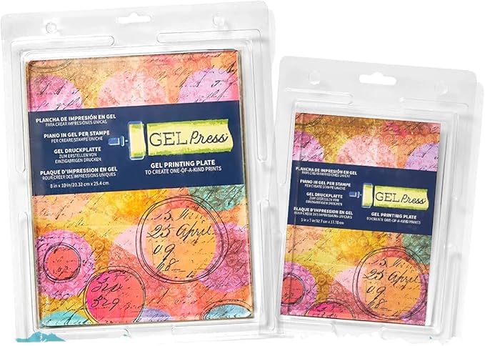 gel press monoprinting print plates – 8” x 10” + 5” x 7” gel plate value pack - gelli plates - reusable gel printing plates for press art for card making, scrapbooking, arts and crafts