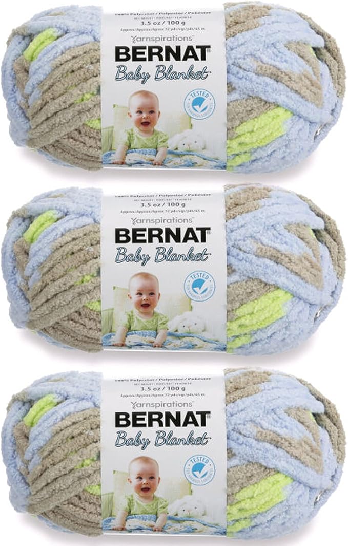 Bernat Baby Blanket Little Boy Dove Yarn - 3 Pack of 100g/3.5oz - Polyester - 6 Super Bulky - 72 Yards - Knitting/Crochet