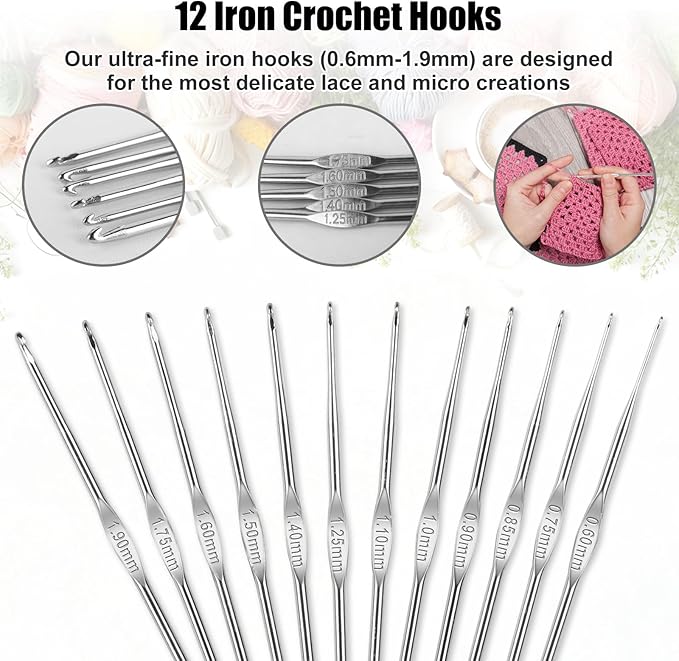 Crochet Needles Set, 54 Pack Crochet Hooks Set Crochet Kits for Beginners, Ergonomic Crochet Beginner Kit with Storage Case, Knitting Needles, Hand Craft Knitting Accessories for Crocheters