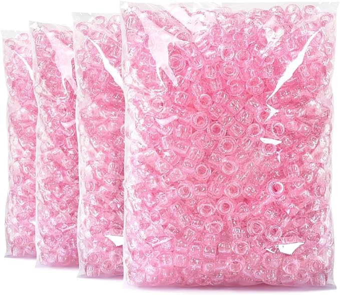 praisebank pony beads, 4000pcs pink glitter, beads for jewelry making, beads for crafts, beads for hair braids.